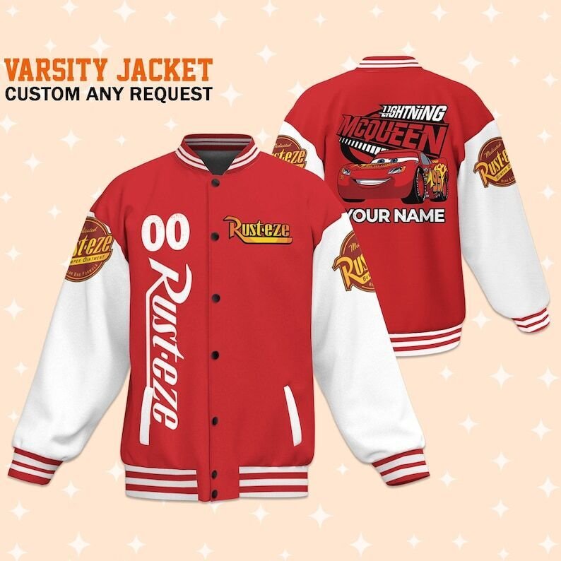 Personalized Cars Mcqueen Baseball Jacket,Disney Lightning Mcqueen Unisex Jacket - bazzada Store