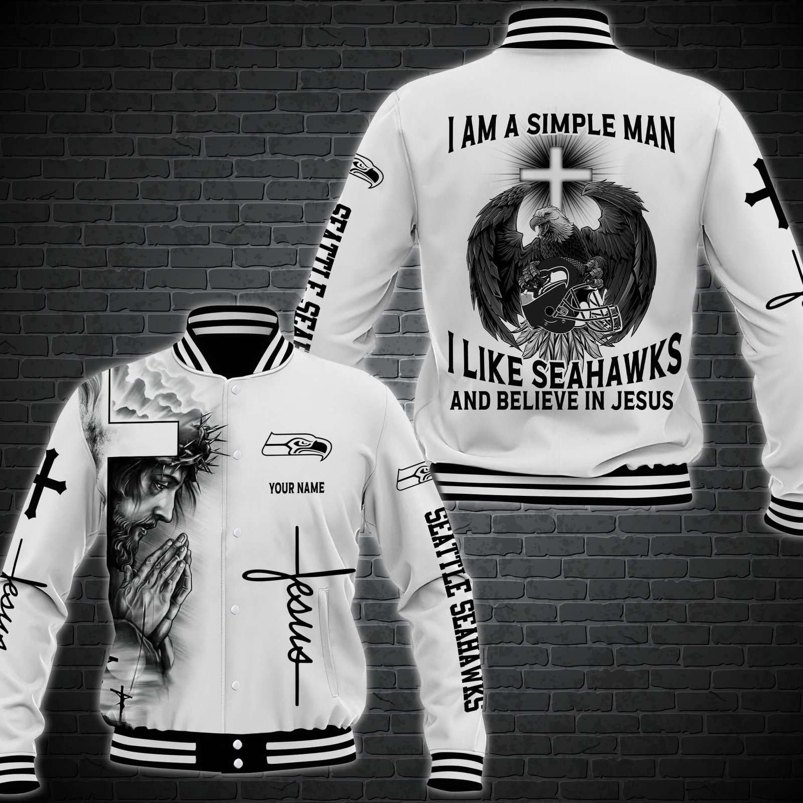 Seattle Seahawks Personalized Baseball Jacket 56 - bazzada Store