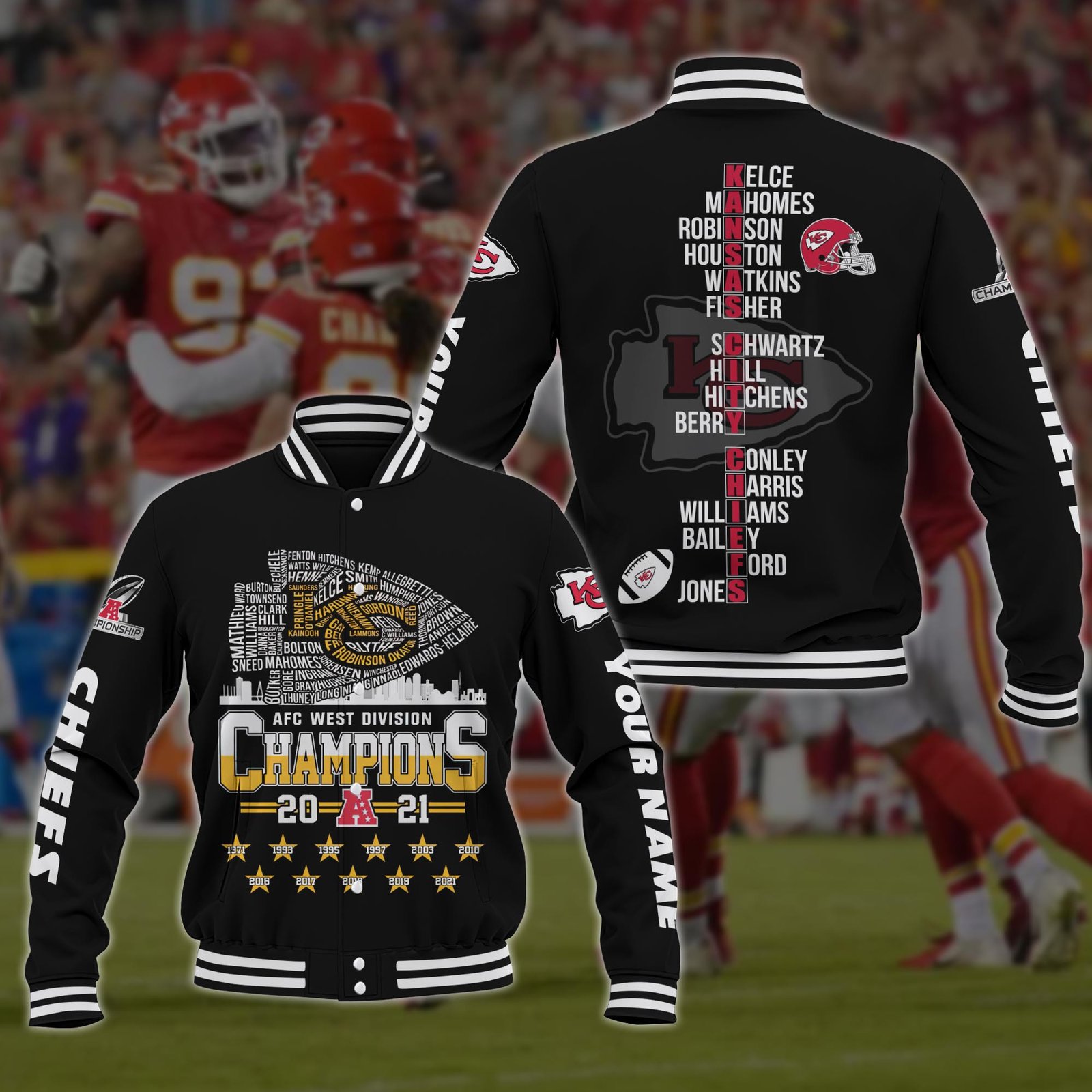 West Division Kansas City Chiefs Champions Baseball Jacket 111 - bazzada Store